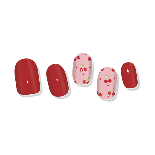 Cherry Charm Semicured Gel Nail Strips